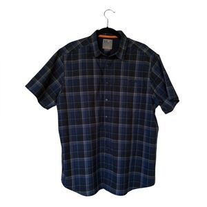5.11 Tactical Short Sleeve Snap Button Plaid Shirt Blue Performance MeshLined XL